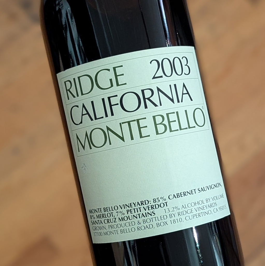 Ridge Cabernet Sauvignon Monte Bello Santa Cruz Mountains 2003 3.0L